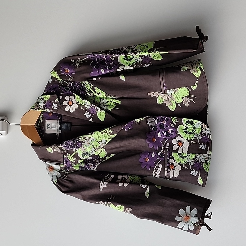 Vintage DEPT Floral Cropped Tie Sleeves Summer Blazer Jacket